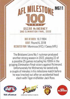 2023 Select AFL Footy Stars - AFL Milestones Games #MG11 Oscar McInerney Back
